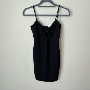 Sabora Women’s Black Spaghetti Strap Sleeveless Cutout Mini Bodycon Dress Small